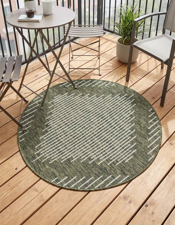 Detail image of 3' x 3' Easy-Clean Modern Indoor / Outdoor Round Rug