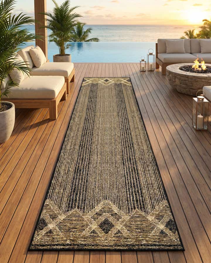 2' 7 x 12' Easy-Clean Modern Indoor / Outdoor Runner Rug