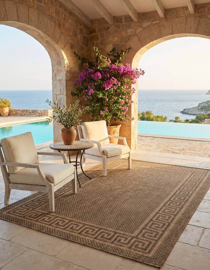 Detail image of 5' 3 x 8' Easy-Clean Border Indoor / Outdoor Rug