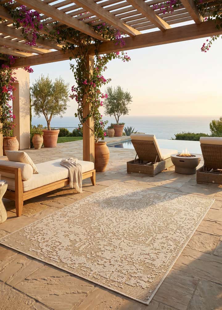 4' 1 x 6' 1 Easy-Clean Traditional Indoor / Outdoor Rug