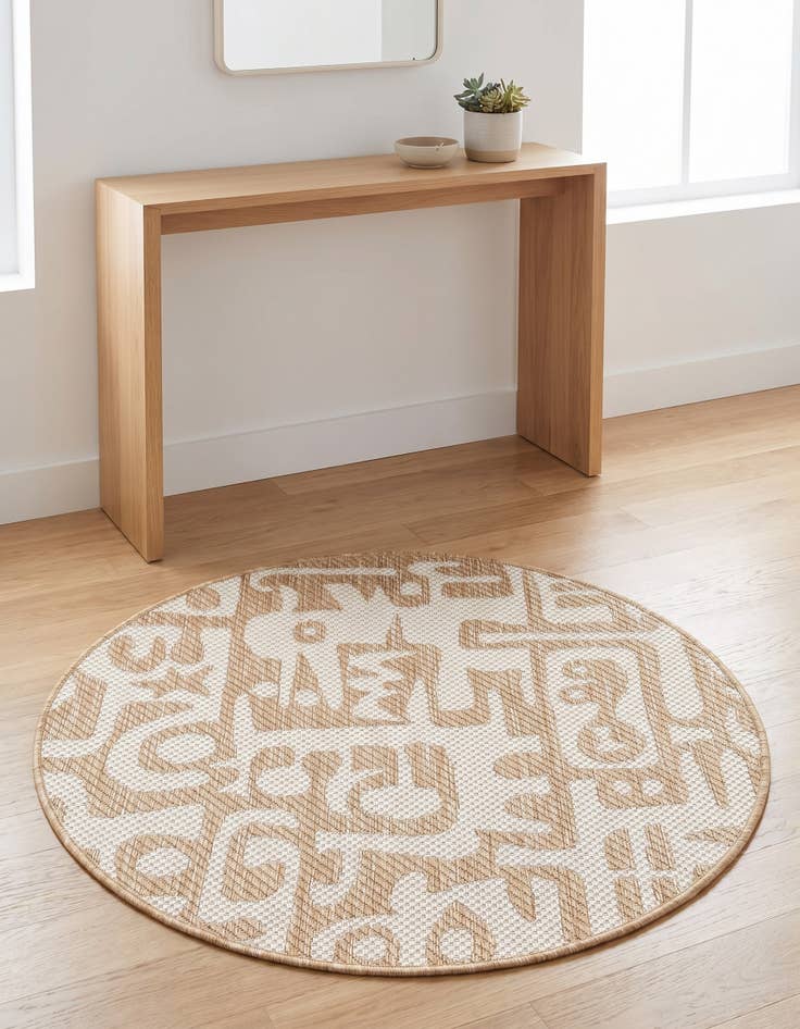 Detail image of 3' x 3' Easy-Clean Modern Indoor / Outdoor Round Rug
