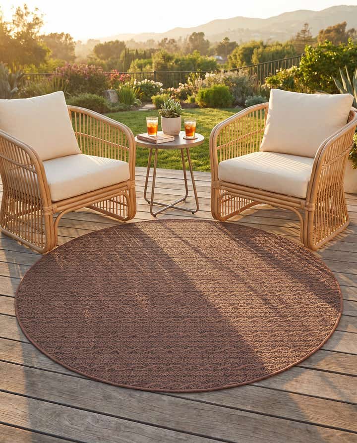 6' x 6' Easy-Clean Modern Indoor / Outdoor Round Rug