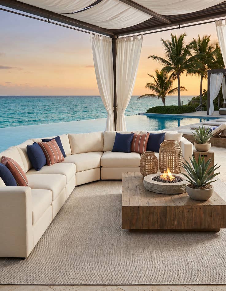 Detail image of 7' 10 x 10' Easy-Clean Solid Indoor / Outdoor Rug