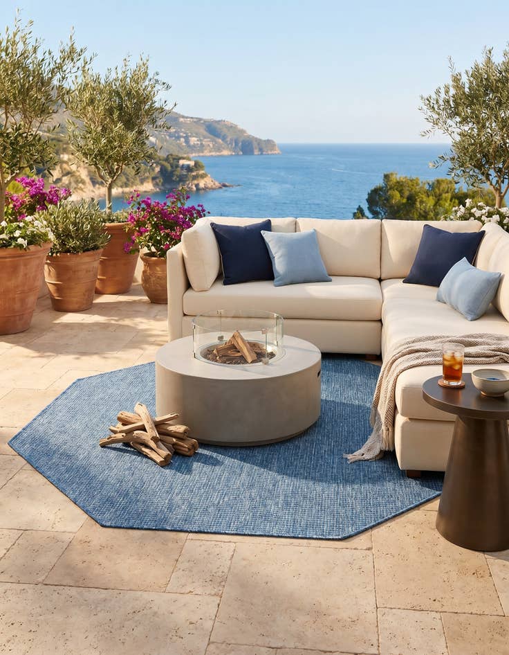 Detail image of 5' 3 x 5' 3 Easy-Clean Solid Indoor / Outdoor Octagon Rug