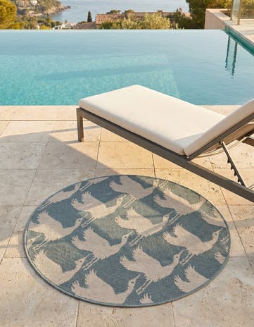 3' x 3' Easy-Clean Coastal Indoor / Outdoor Round Rug