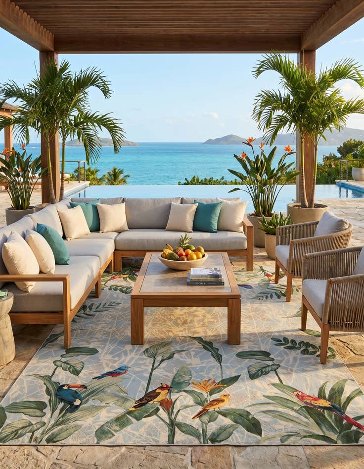 Detail image of 10' x 14' 2 Easy-Clean Botanical Indoor / Outdoor Rug