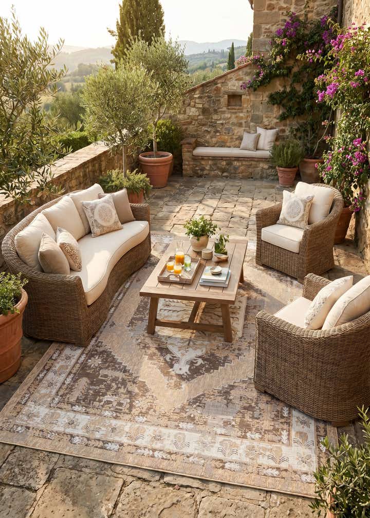 10' x 14' Easy-Clean Traditional Indoor / Outdoor Rug
