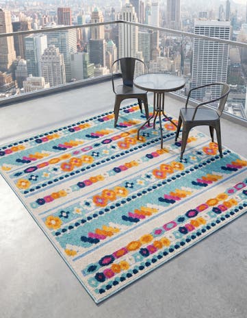 Blue Easy-Clean Aruba Indoor / Outdoor Square Rug