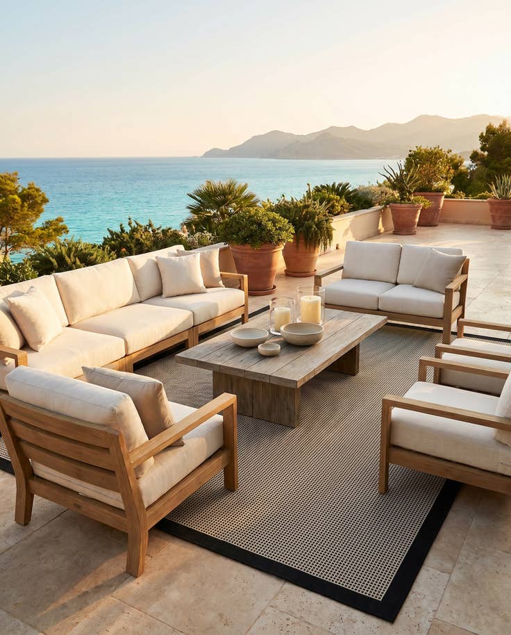 Detail image of 9' x 12' Easy-Clean Border Indoor / Outdoor Rug