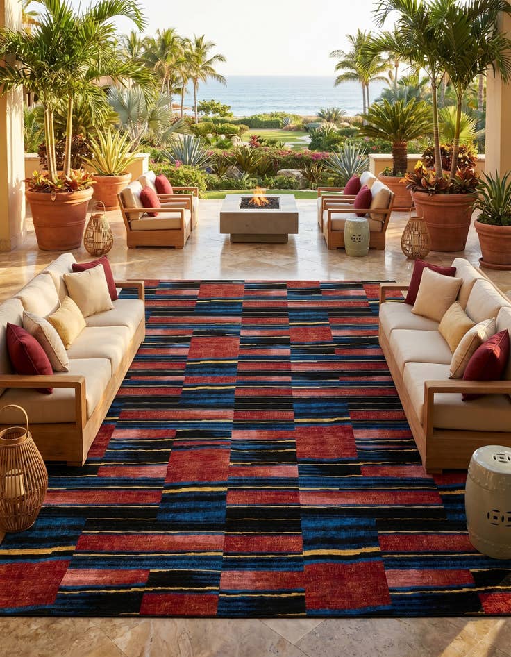 Detail image of 10' x 14' Easy-Clean Modern Indoor / Outdoor Rug