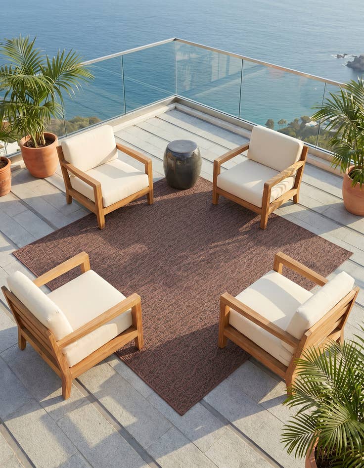 Detail image of 6' x 6' Easy-Clean Modern Indoor / Outdoor Square Rug