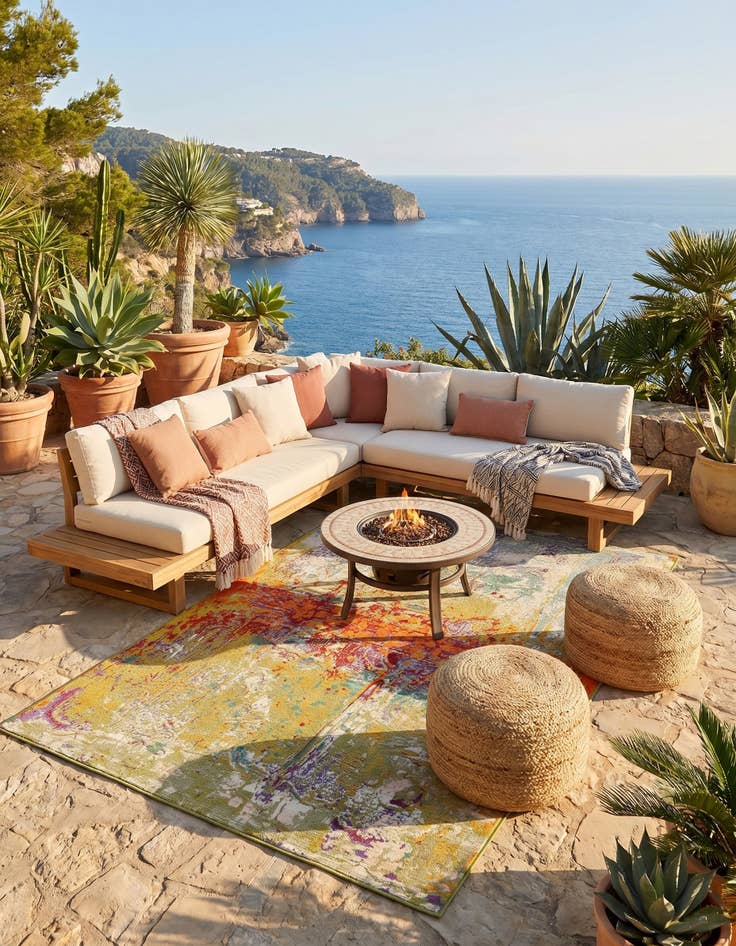 Detail image of 5' 3 x 8' Easy-Clean Modern Indoor / Outdoor Rug