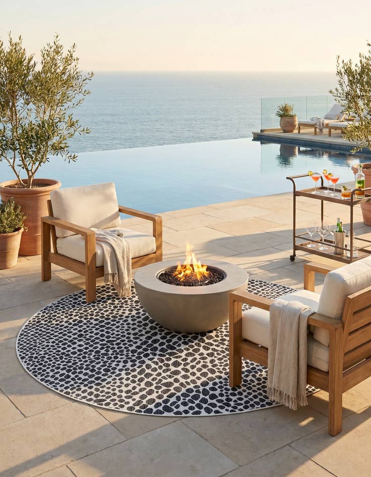 Detail image of 7' 10 x 7' 10 Easy-Clean Jill Zarin Cape Town Indoor / Outdoor Round Rug