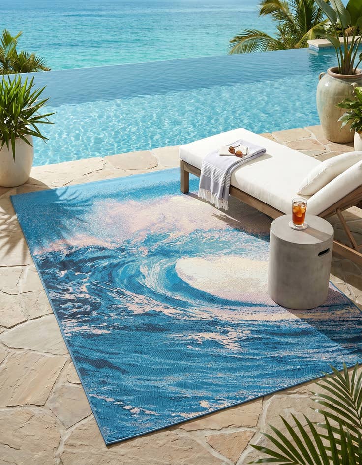 Detail image of 4' 1 x 6' 1 Easy-Clean Modern Indoor / Outdoor Rug