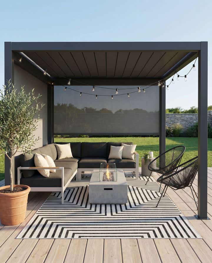 5' 3 x 8' Easy-Clean Modern Indoor / Outdoor Rug