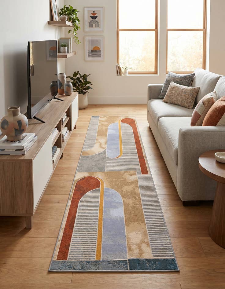 Detail image of 2' 7 x 10' Easy-Clean Modern Indoor / Outdoor Runner Rug