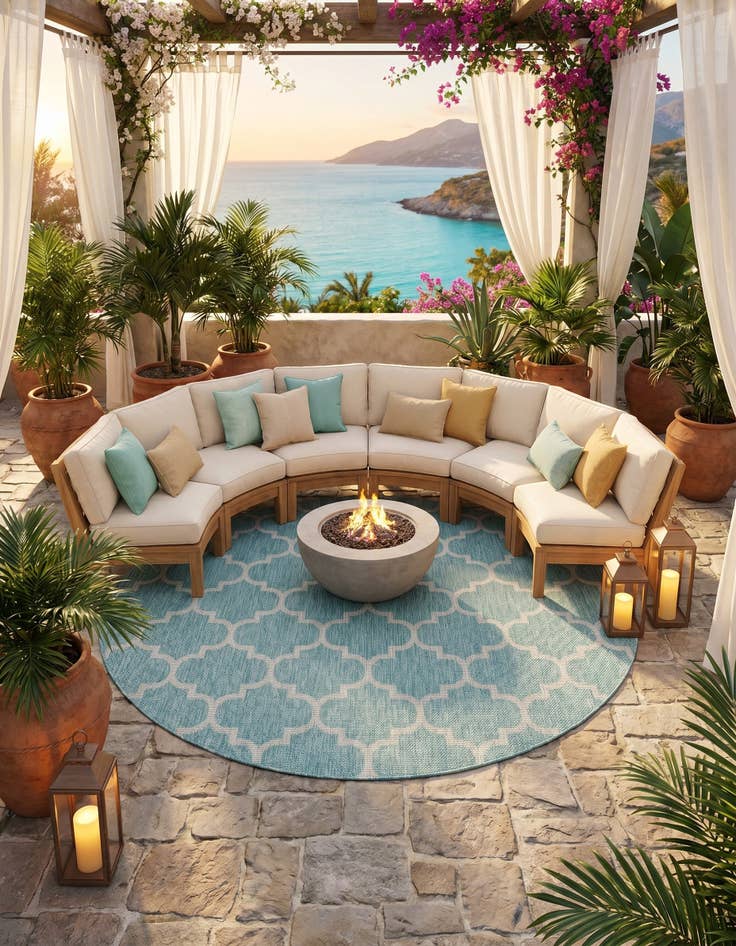 Detail image of 7' 10 x 7' 10 Easy-Clean Trellis Indoor / Outdoor Round Rug