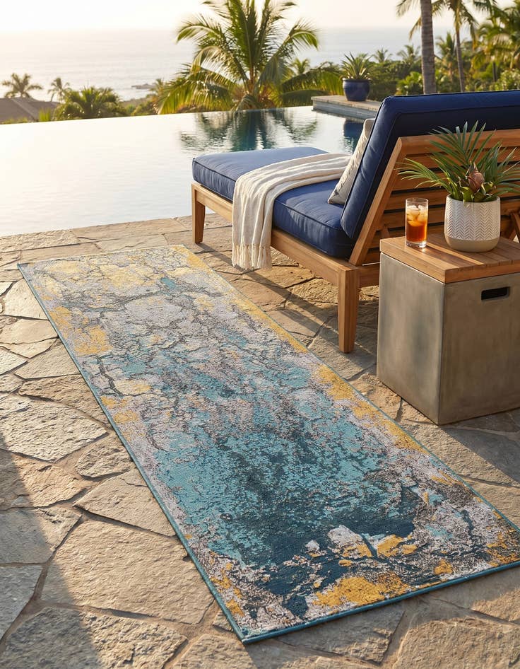 Detail image of 2' x 6' Easy-Clean Modern Indoor / Outdoor Runner Rug