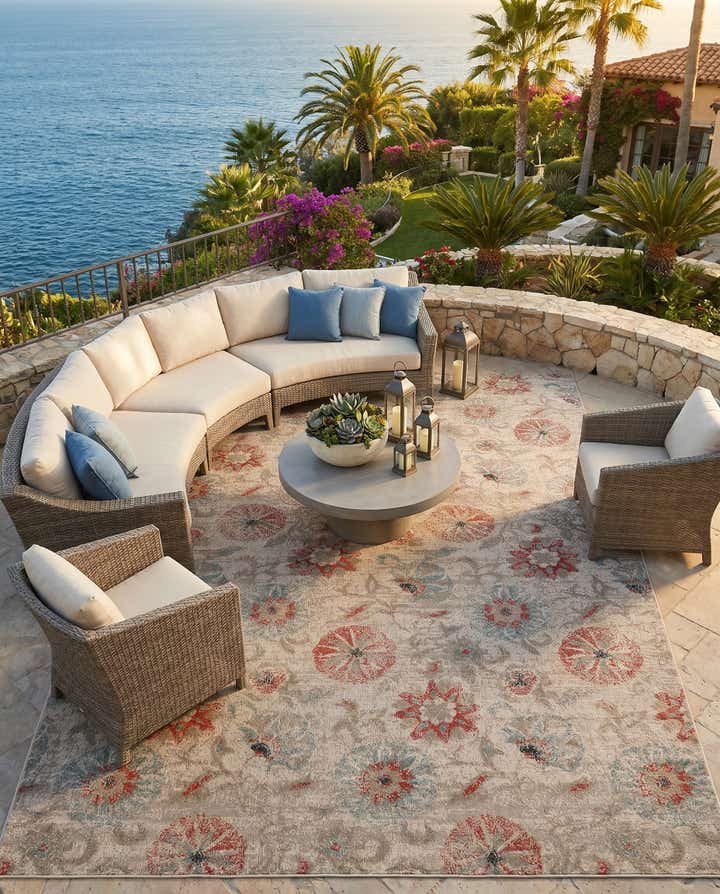 10' x 14' 2 Easy-Clean Botanical Indoor / Outdoor Rug