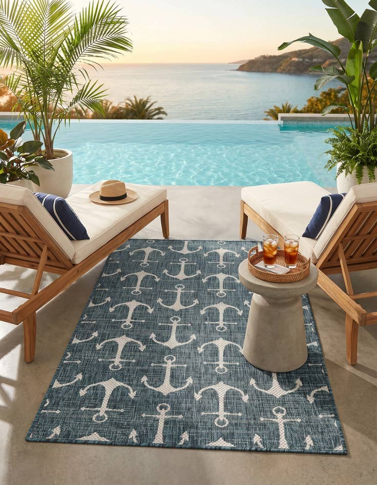 Detail image of 3' x 5' 3 Easy-Clean Coastal Indoor / Outdoor Rug