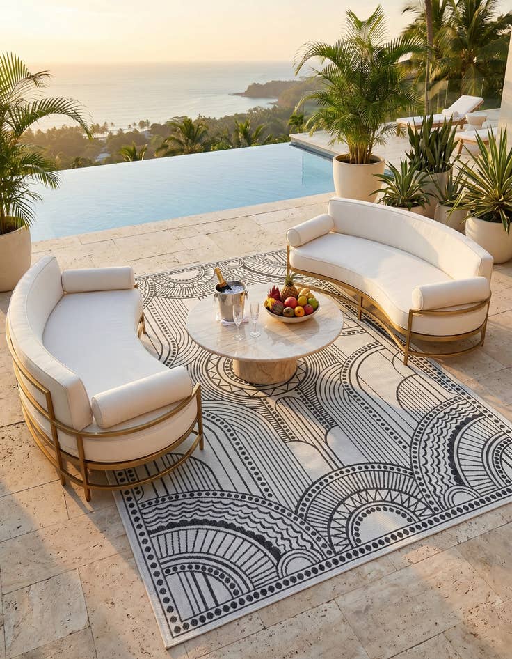 Detail image of 7' x 10' Easy-Clean Traditional Indoor / Outdoor Rug