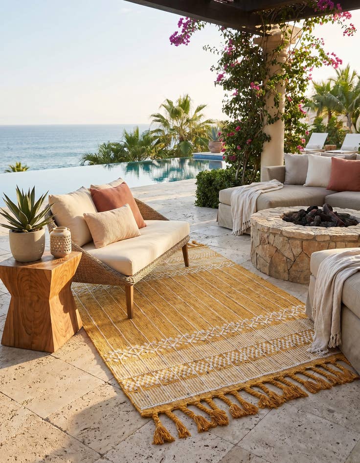 Detail image of 4' 1 x 6' 1 Easy-Clean Eco Bohemian Indoor / Outdoor Rug