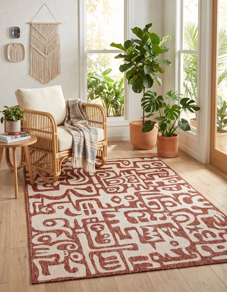Detail image of 4' x 6' Easy-Clean Modern Indoor / Outdoor Rug