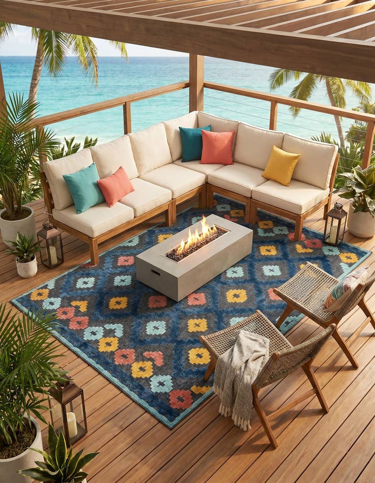 Detail image of 7' x 10' Easy-Clean Belize Indoor / Outdoor Rug