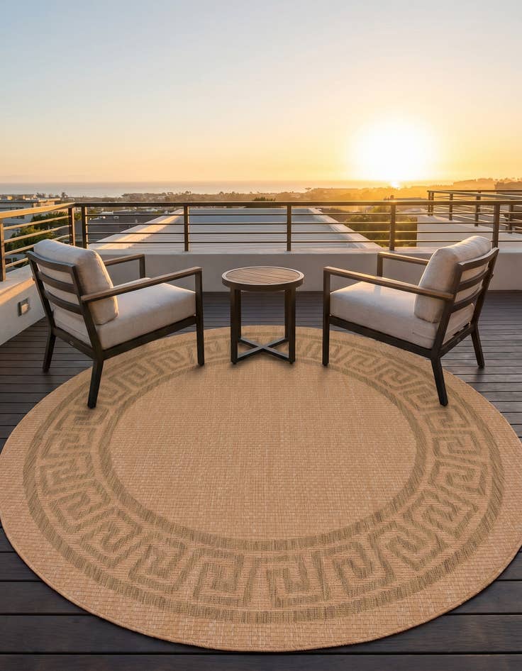 Detail image of 6' x 6' Easy-Clean Border Indoor / Outdoor Round Rug