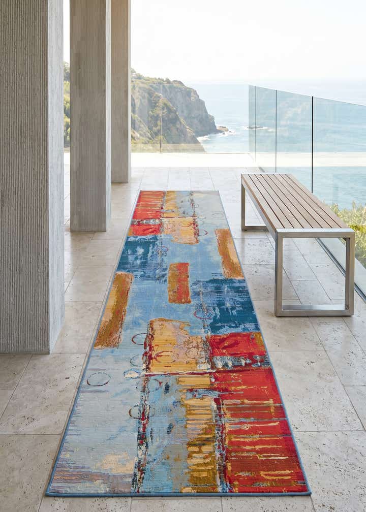 2' 7 x 12' Easy-Clean Modern Indoor / Outdoor Runner Rug