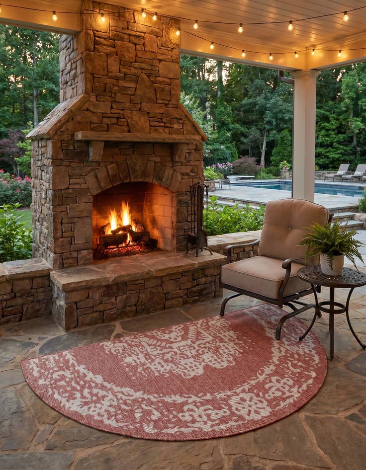 Detail image of 3' x 6' Easy-Clean Traditional Indoor / Outdoor Hearth Rug