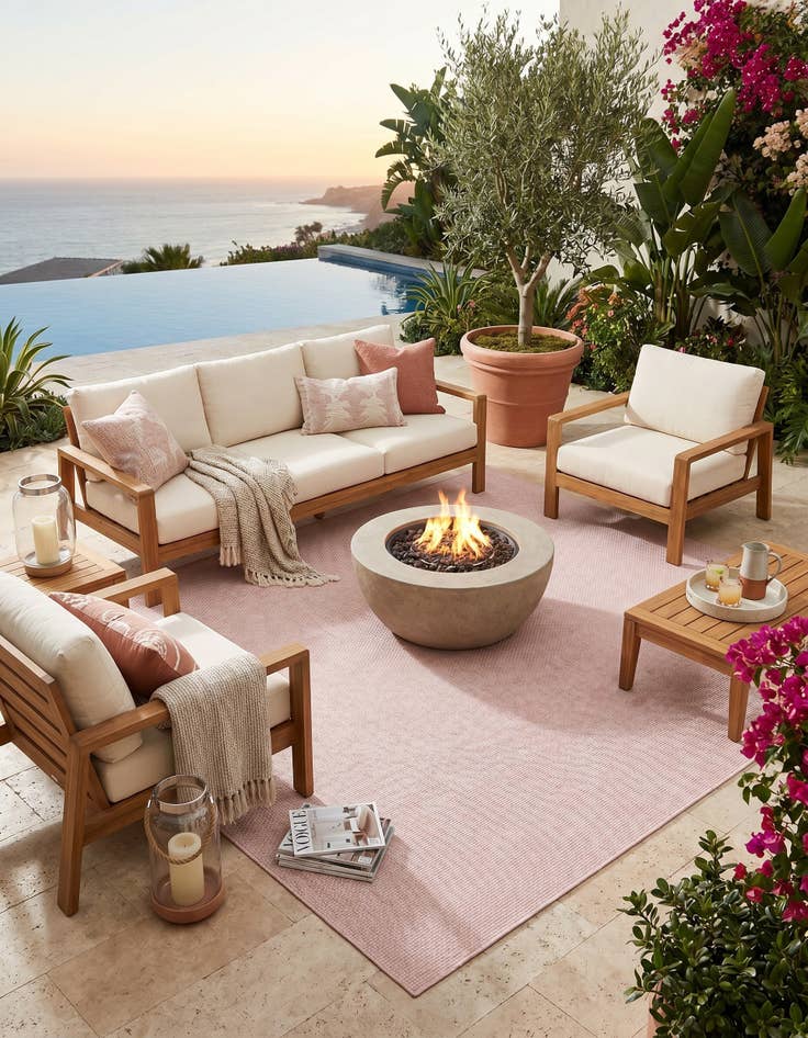 Detail image of 7' 10 x 7' 10 Easy-Clean Solid Indoor / Outdoor Square Rug