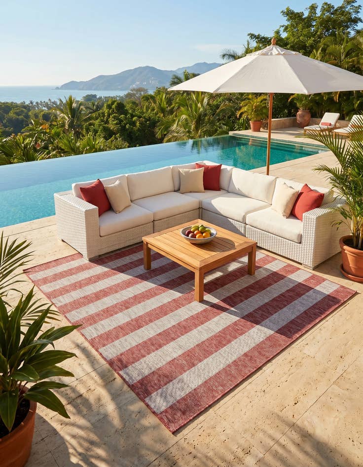 Detail image of 9' x 12' Easy-Clean Ribbon Indoor / Outdoor Rug