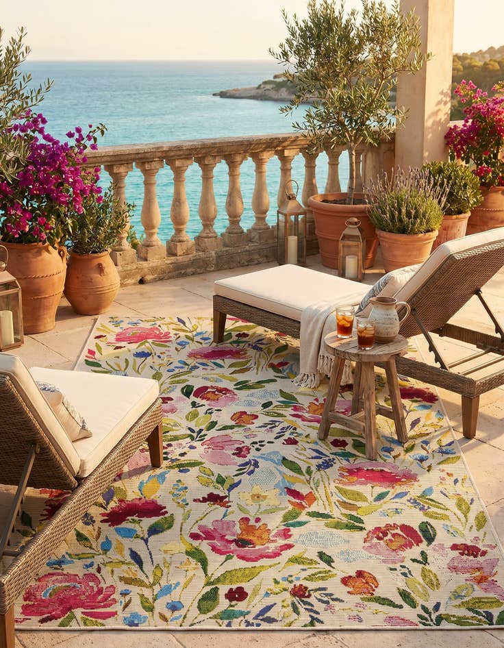 Detail image of 3' 3 x 5' 3 Easy-Clean Botanical Indoor / Outdoor Rug