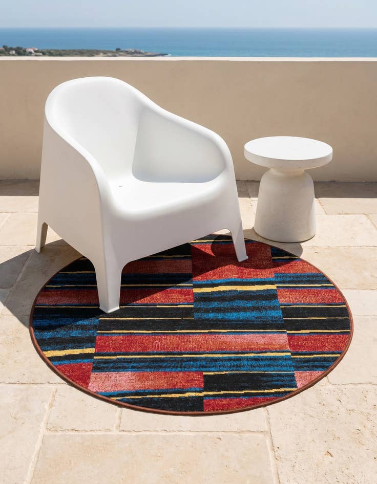 Detail image of 3' x 3' Easy-Clean Modern Indoor / Outdoor Round Rug
