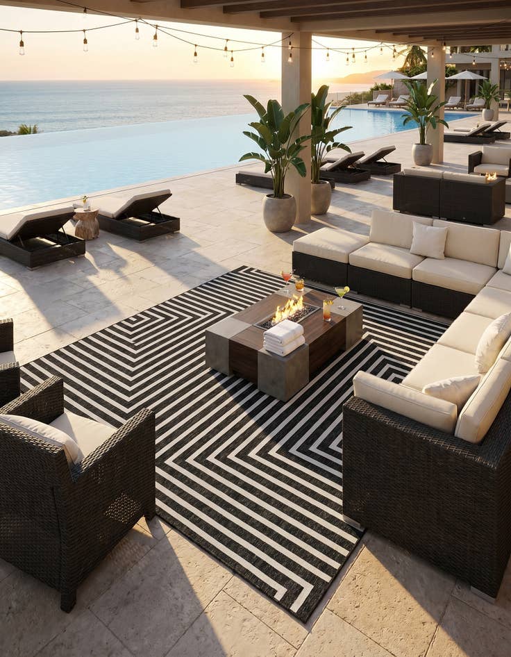 Detail image of 10' x 10' Easy-Clean Modern Indoor / Outdoor Square Rug