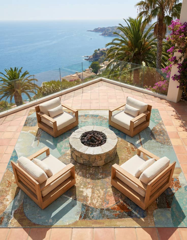 Detail image of 10' x 10' Easy-Clean Modern Indoor / Outdoor Square Rug