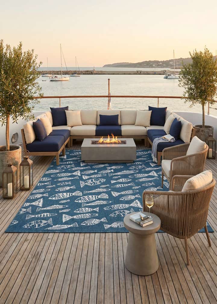 9' x 12' Easy-Clean Coastal Indoor / Outdoor Rug