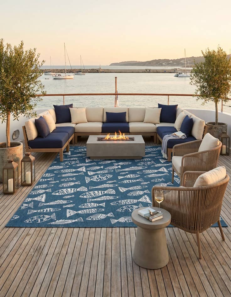 Detail image of 9' x 12' Easy-Clean Coastal Indoor / Outdoor Rug