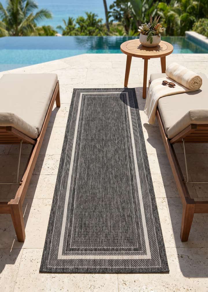 2' x 6' Easy-Clean Border Indoor / Outdoor Runner Rug