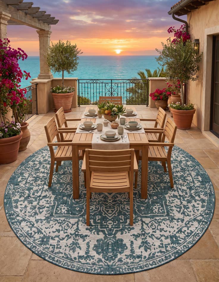 Detail image of 10' 8 x 10' 8 Easy-Clean Jill Zarin Dubai Indoor / Outdoor Round Rug