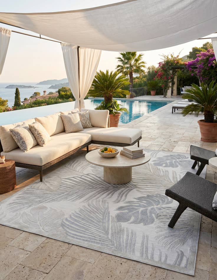 Detail image of 6' 4 x 9' Easy-Clean Botanical Indoor / Outdoor Rug