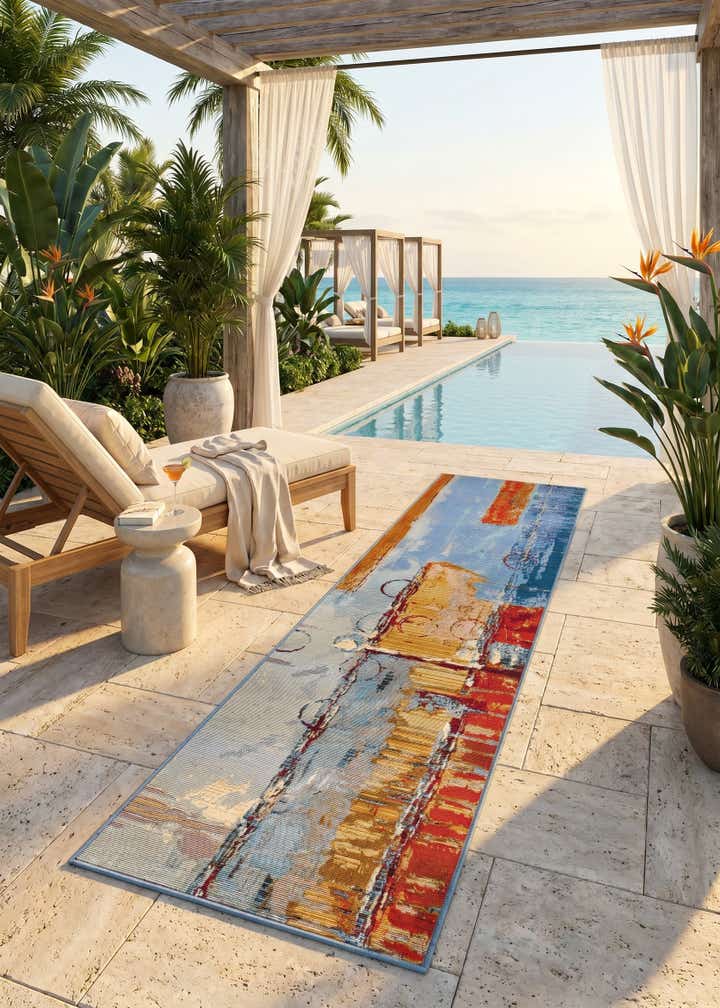 2' x 6' Easy-Clean Modern Indoor / Outdoor Runner Rug