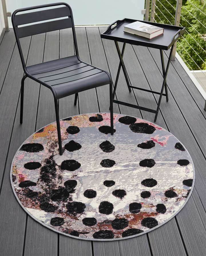 3' x 3' Easy-Clean Modern Indoor / Outdoor Round Rug