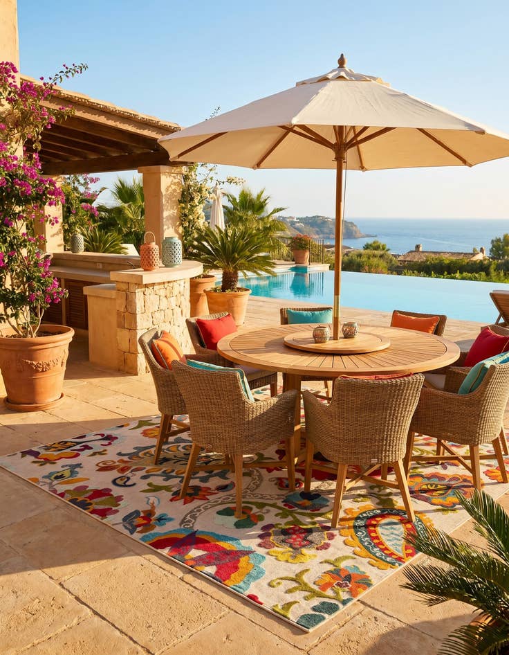 Detail image of 10' x 10' Easy-Clean Casablanca Indoor / Outdoor Square Rug