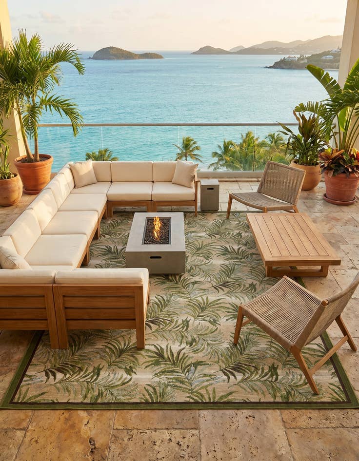 Detail image of 7' 10 x 10' Easy-Clean Botanical Indoor / Outdoor Rug