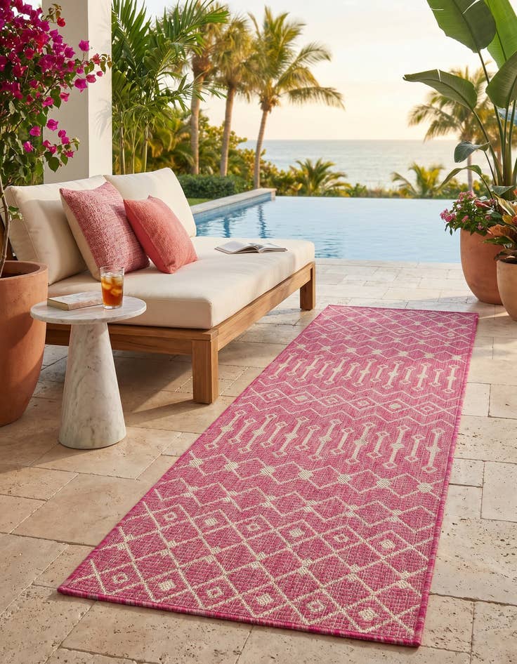 Detail image of 2' x 6' Easy-Clean Trellis Indoor / Outdoor Runner Rug