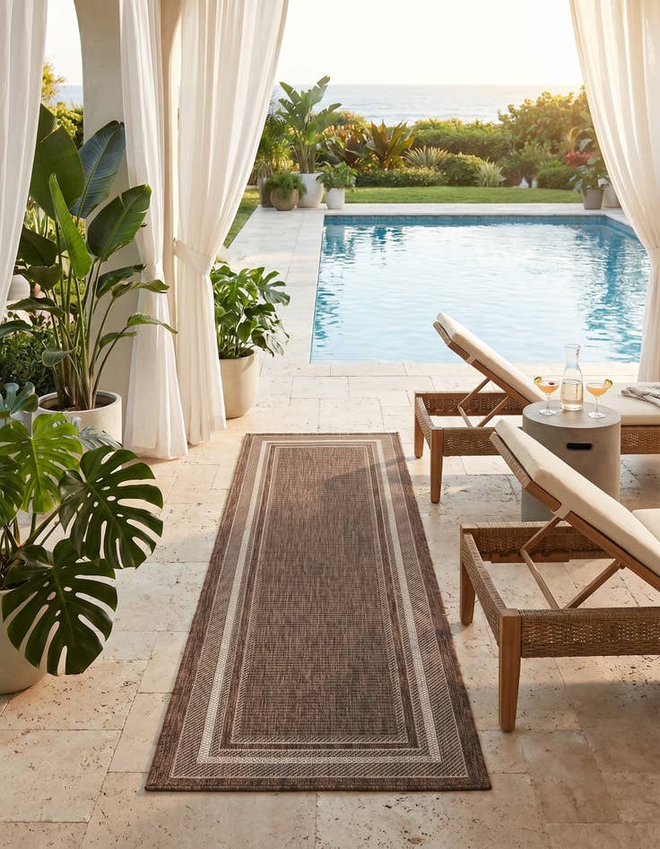 Detail image of 2' x 6' Easy-Clean Border Indoor / Outdoor Runner Rug