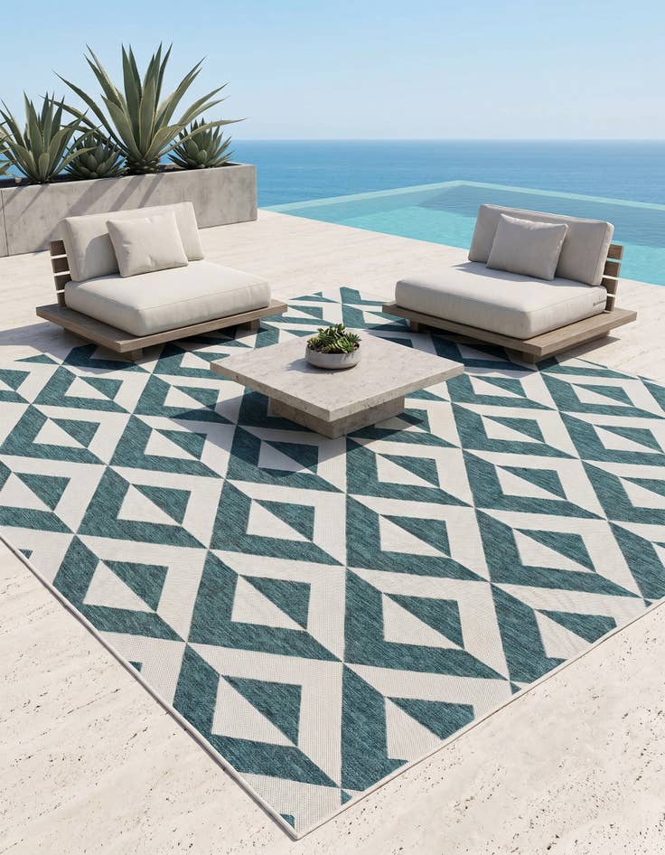Detail image of 7' 10 x 7' 10 Easy-Clean Jill Zarin Napa Indoor / Outdoor Square Rug