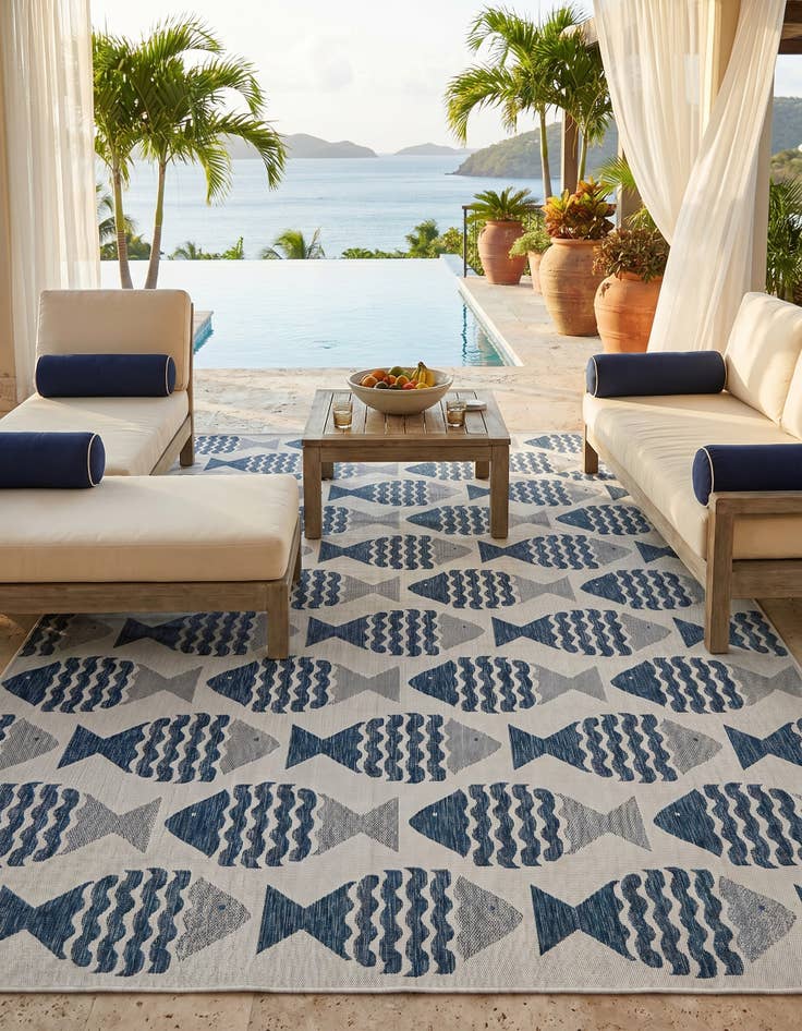 Detail image of 10' x 13' Easy-Clean Coastal Indoor / Outdoor Rug